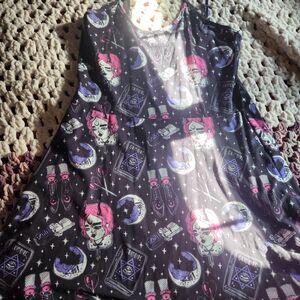 Too Fast Black and Purple Graphic Mini Dress